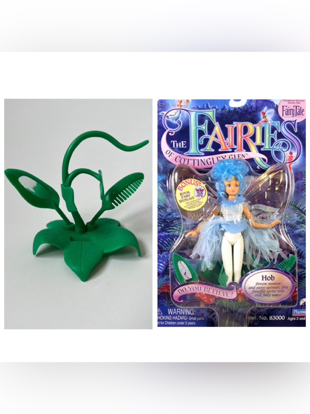 Vintage 90s Fairies of Cottingley Glen doll stand with comb & mirror